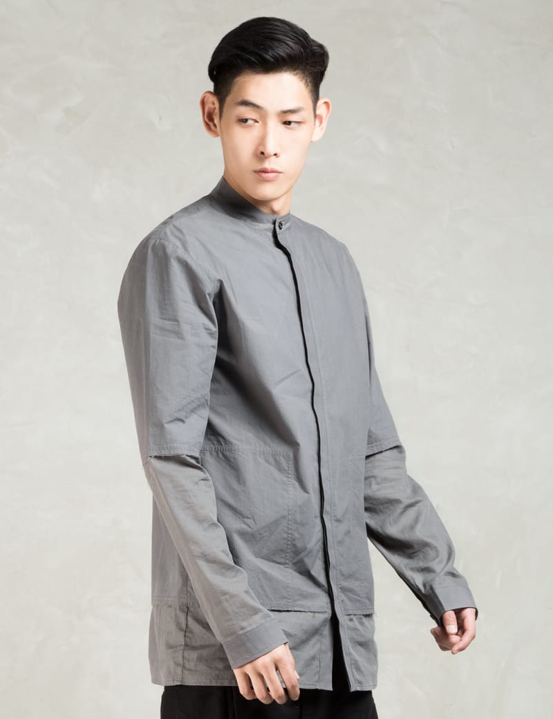 SILENT DAMIR DOMA - Grey Similys Mandarin Shirt | HBX